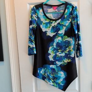 Sunny Leigh Vibrant Blue Floral Long Sleeve Top
